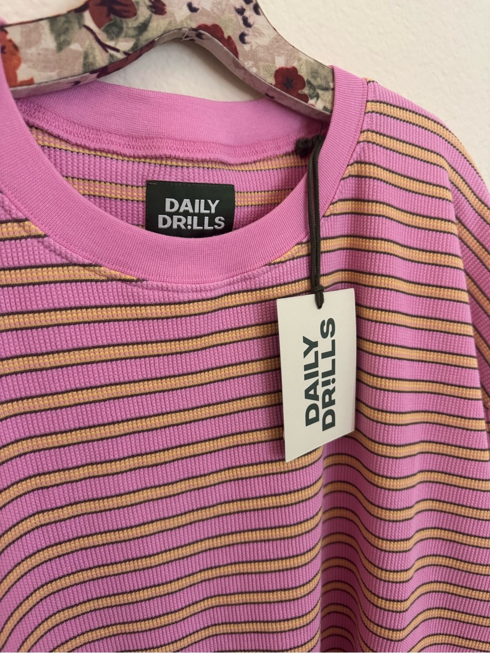 Daily Drills Pink Striped Long Sleeve Tee with Yellow & brown Accents - Picture 2 of 3